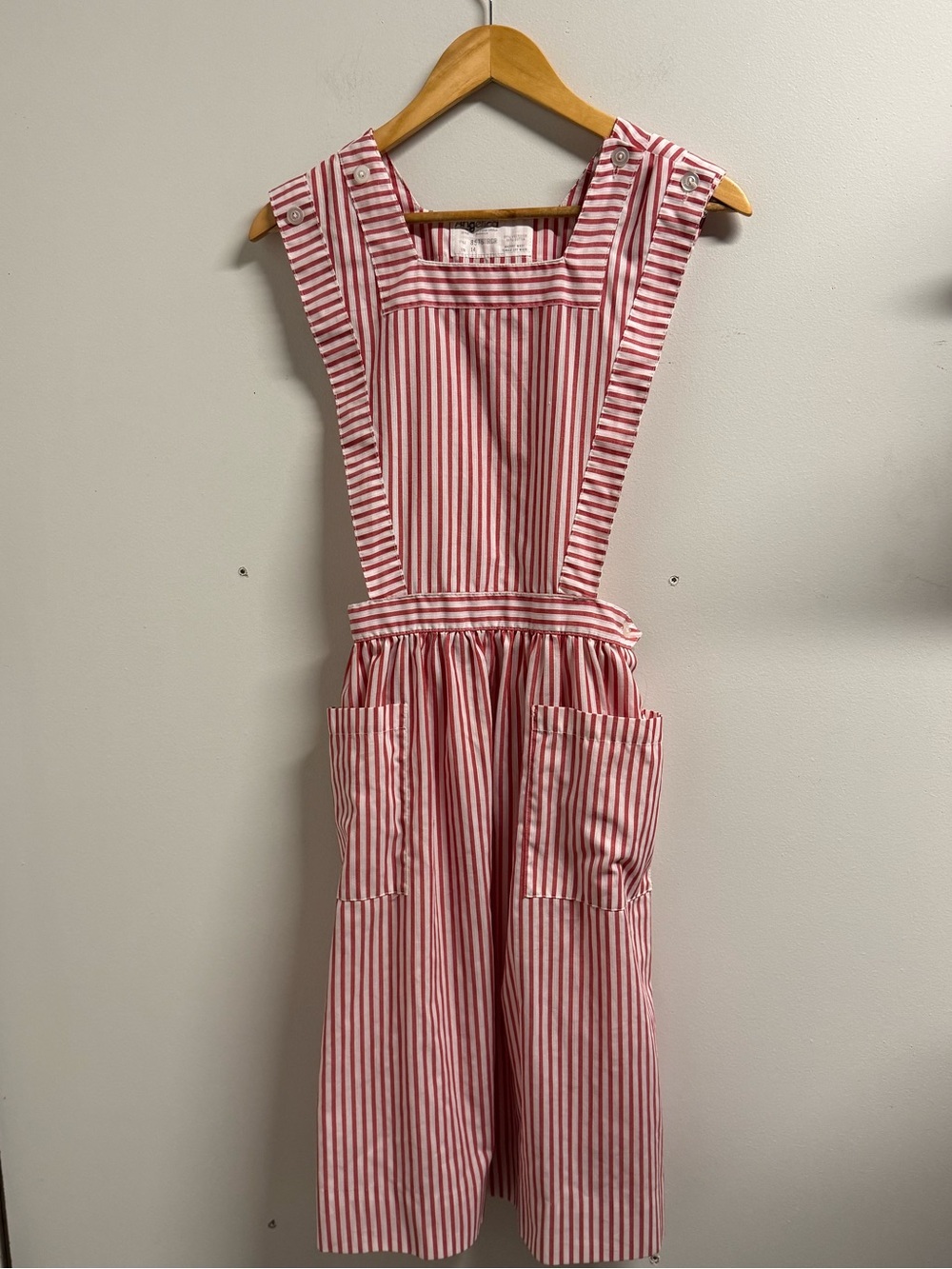 Vintage Angelica Red Stripe Pinafore Dress with Pockets worn on Stranger things